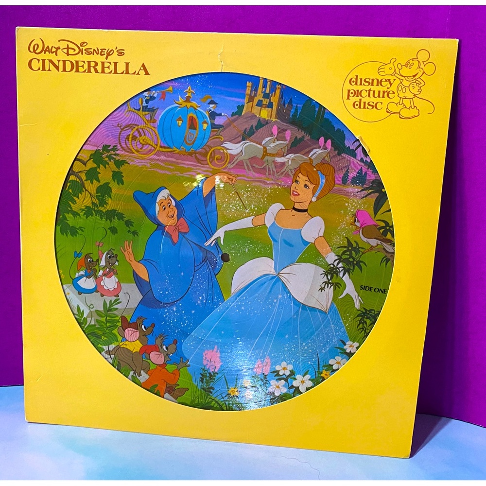 WALT DISNEYS CINDERELLA VTG 1981 SOUNDTRACK PHONO PICTURE DISC VINYL RECORD RARE